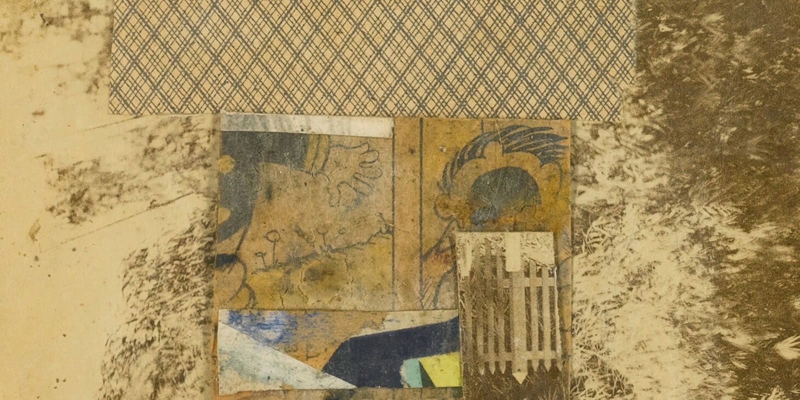 Abstract collage with grids and textures