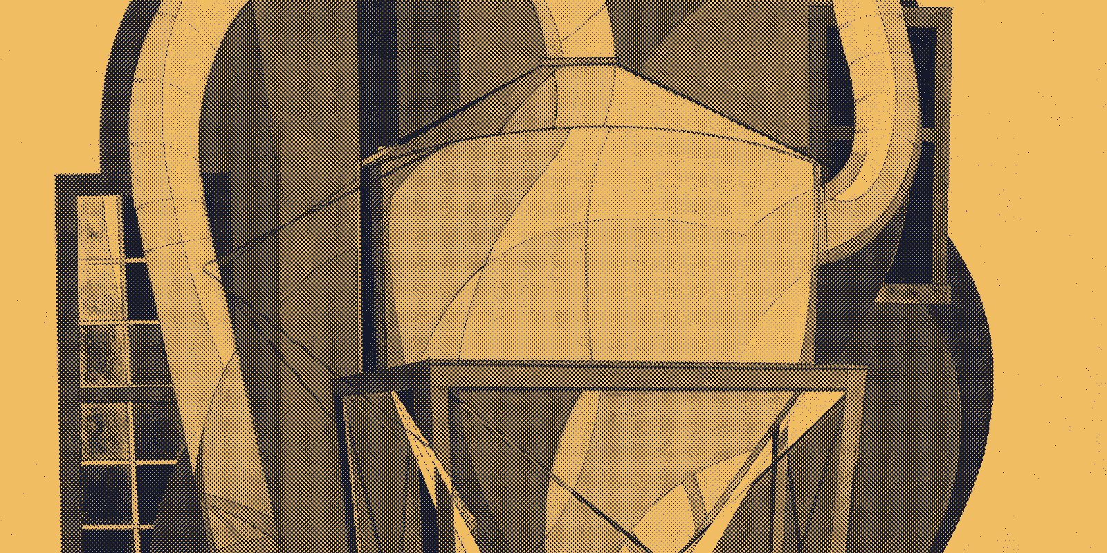 Halftone geometric machinery composition